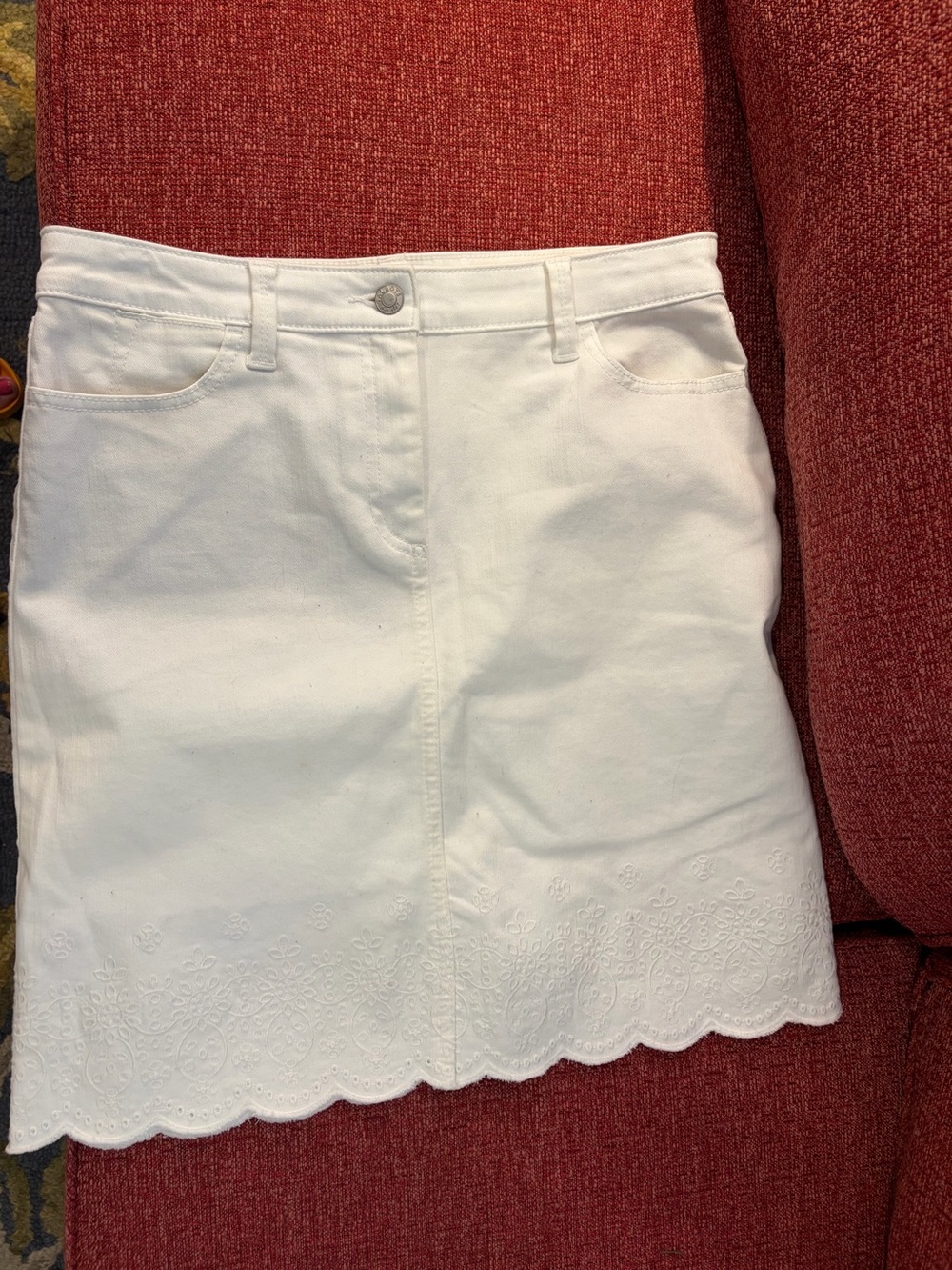 Talbots White Eyelet Scalloped Mini Skirt
